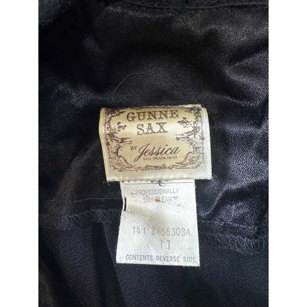 Vintage Gunne Sax By Jessica Dress Juniors 11 Black Satin Shirt Maxi A-Line 70s - Picture 3 of 8